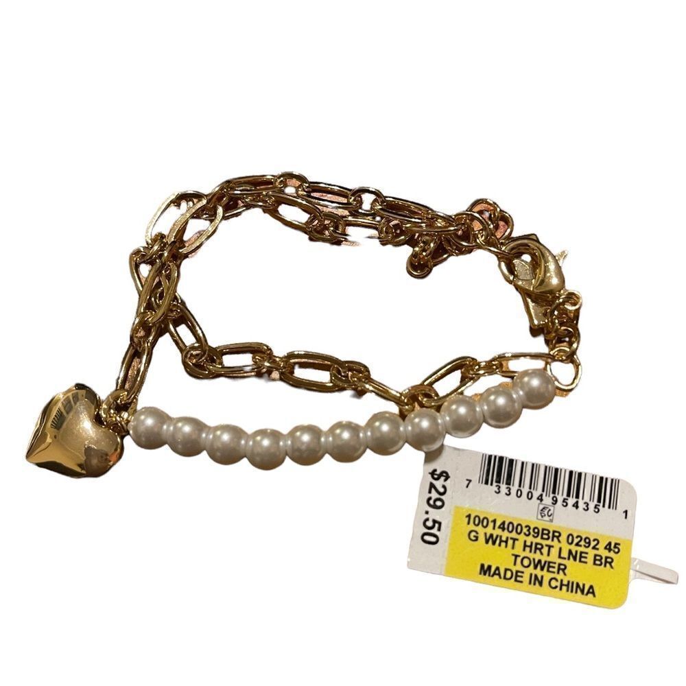 NWOT INC International Concepts pearl good tone bracelet